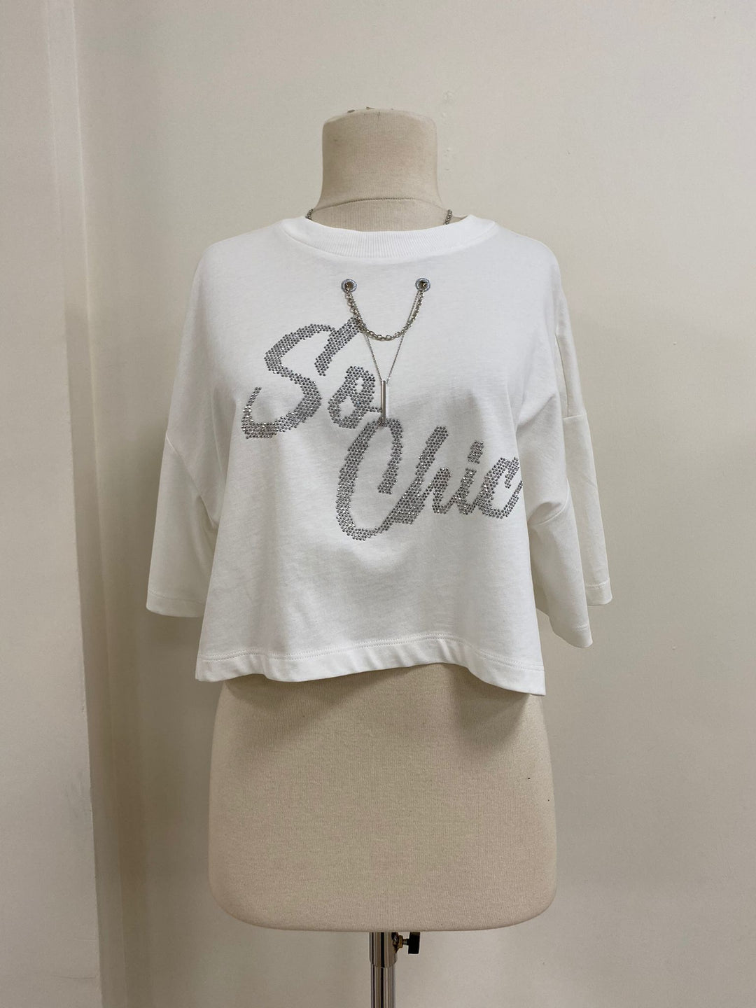 Rhinestone Letter Pattern Drawstring T-shirt 60021