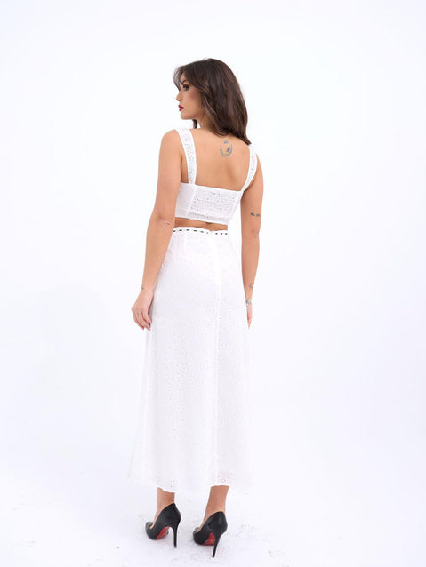Eyelet Cotton Skirt-Top Set 6960