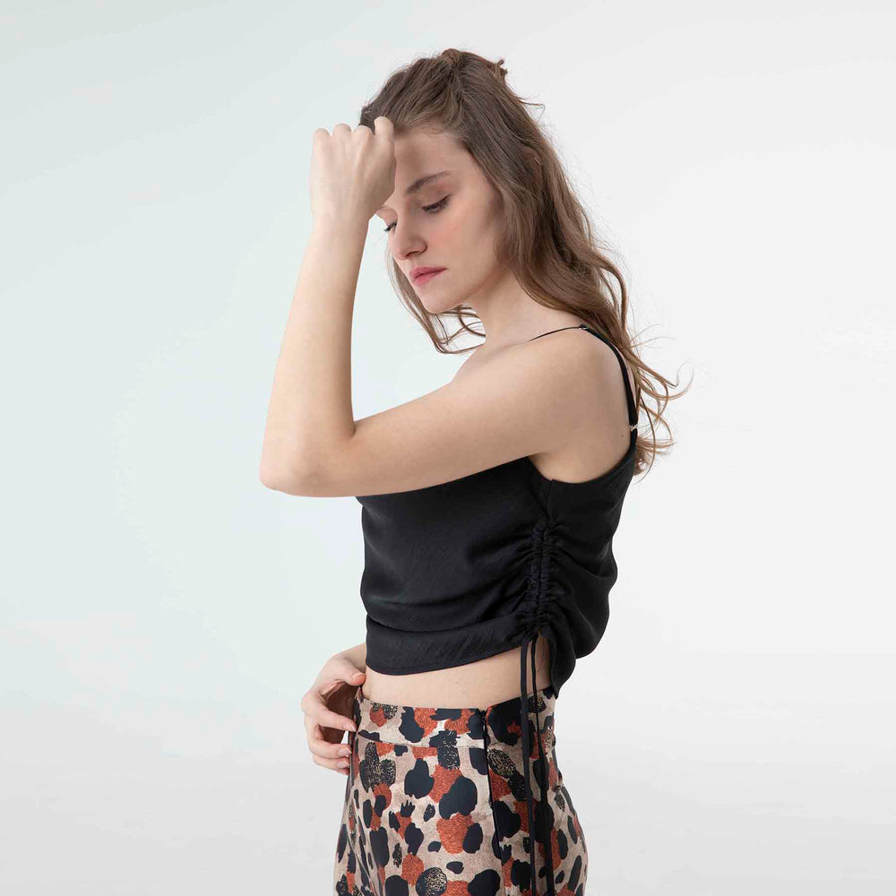 Hanging Pleated Collar Satin Blouse 60160