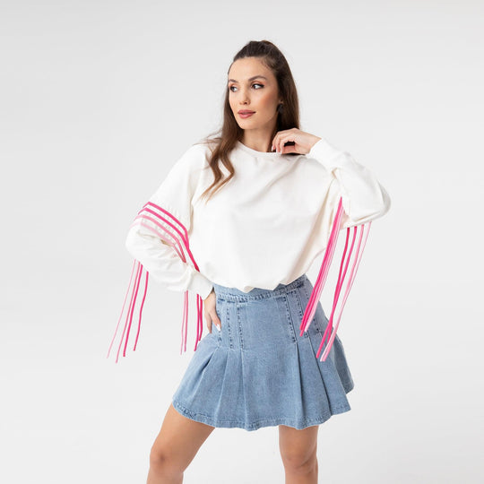 Color Gradient Sleeve Oversized Sweatshirt 31074