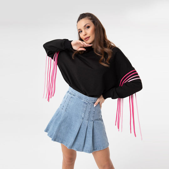 Color Gradient Sleeve Oversized Sweatshirt 31074