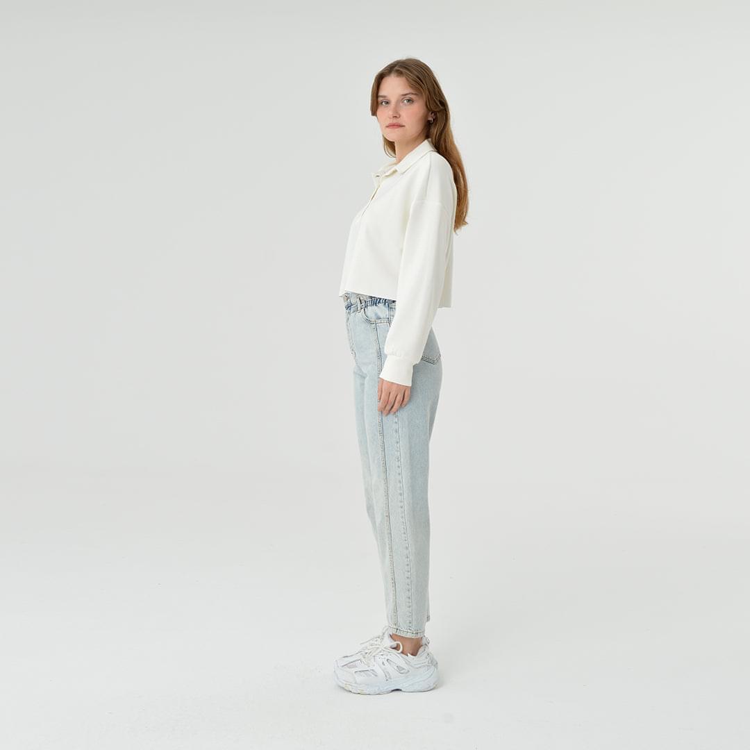 Collar Neck Cropped Modal Sweatshirt 60395