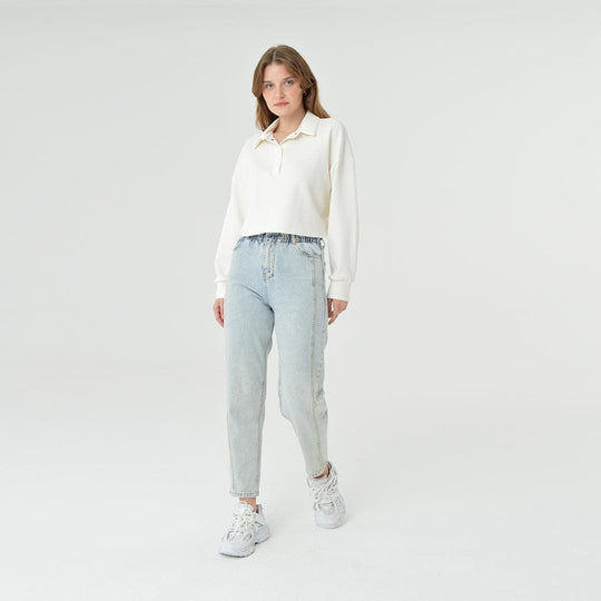 Collar Neck Cropped Modal Sweatshirt 60395