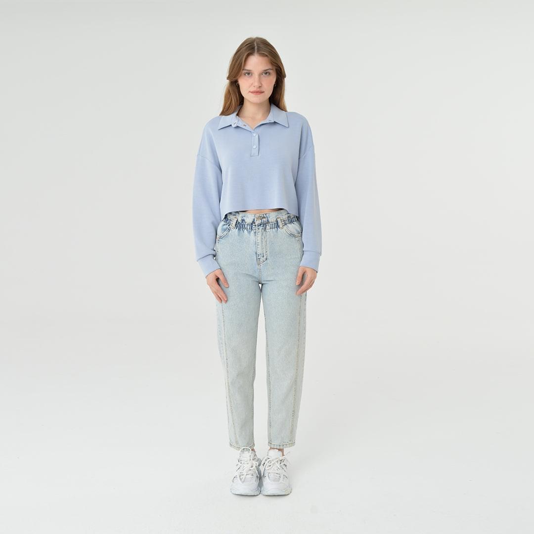 Collar Neck Cropped Modal Sweatshirt 60395