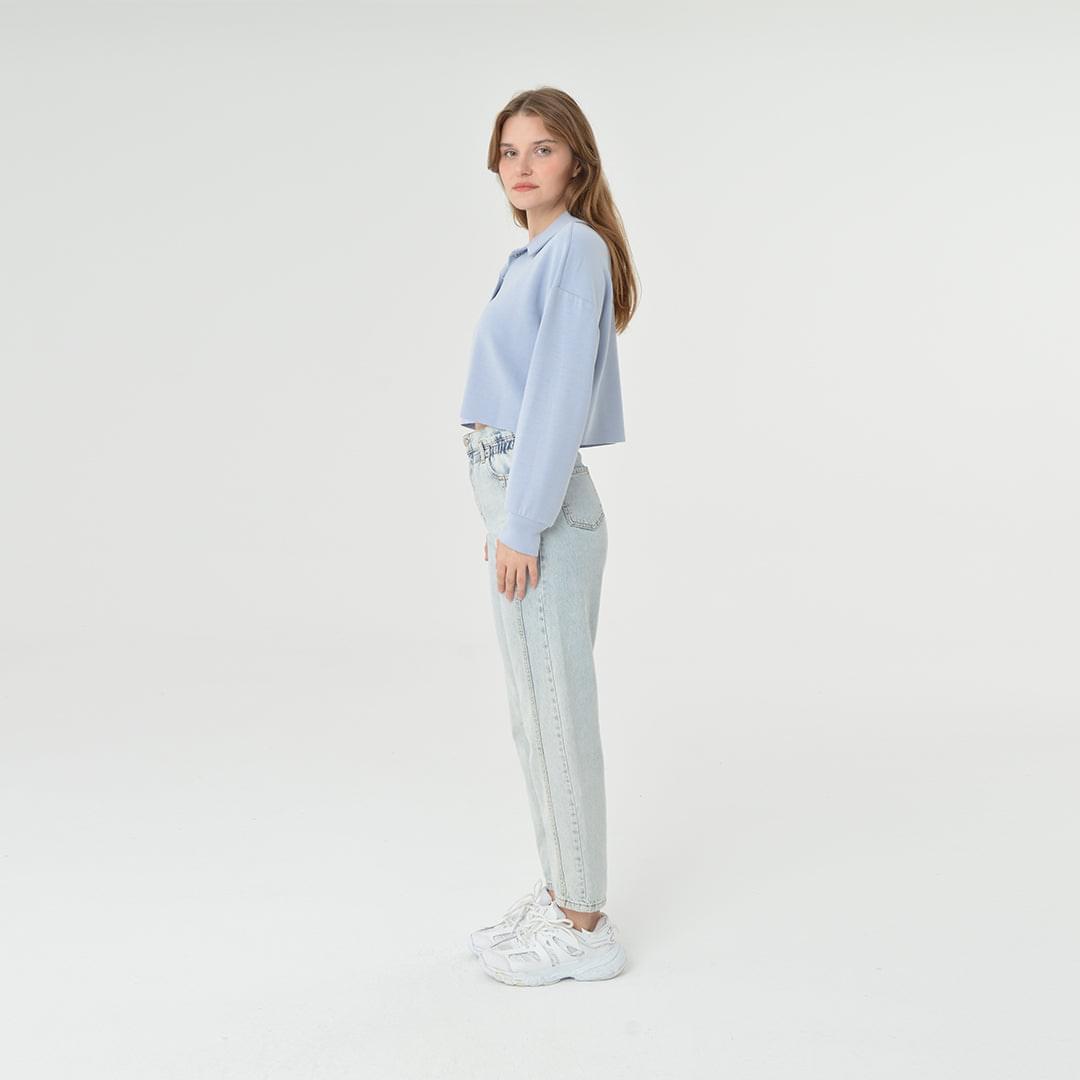 Collar Neck Cropped Modal Sweatshirt 60395