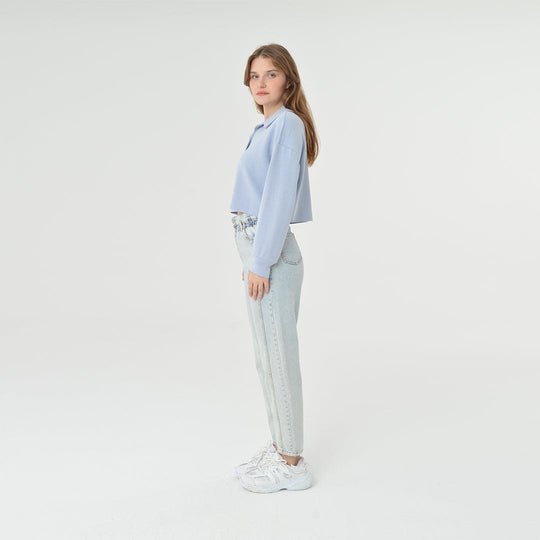 Collar Neck Cropped Modal Sweatshirt 60395