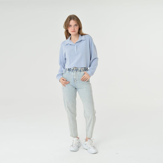 Collar Neck Cropped Modal Sweatshirt 60395