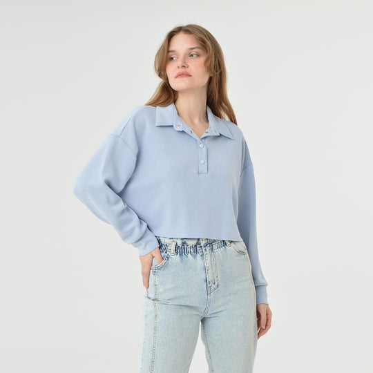 Collar Neck Cropped Modal Sweatshirt 60395