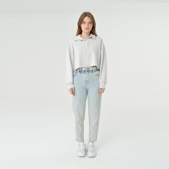 Collar Neck Cropped Modal Sweatshirt 60395
