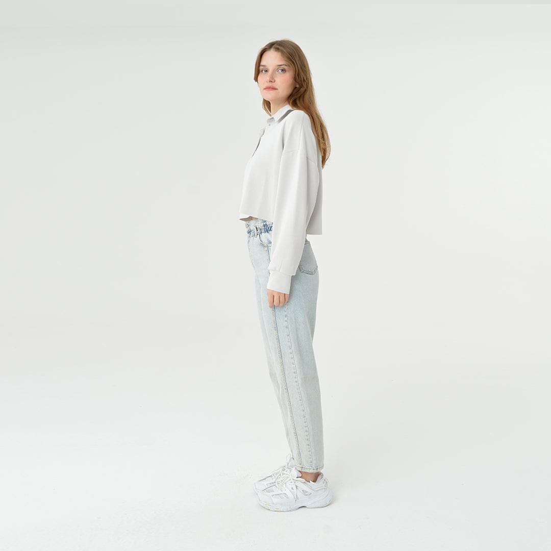 Collar Neck Cropped Modal Sweatshirt 60395