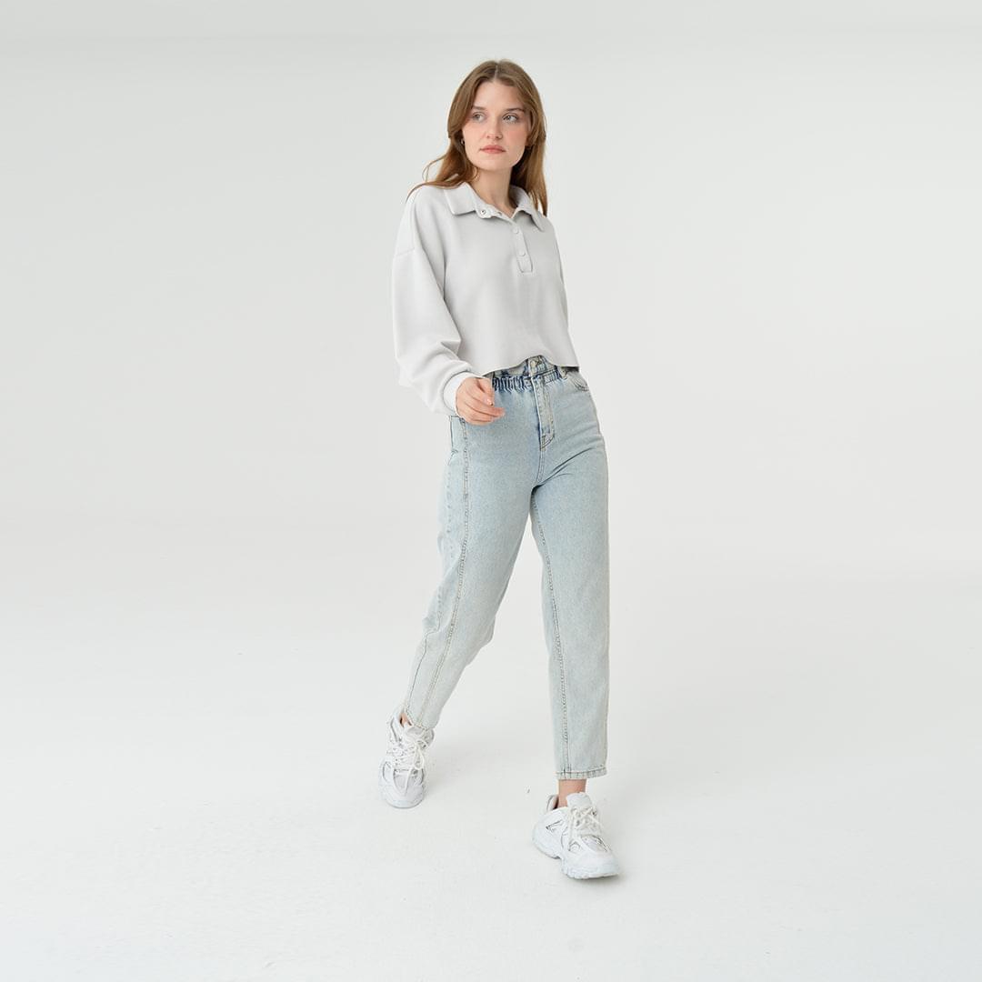 Collar Neck Cropped Modal Sweatshirt 60395