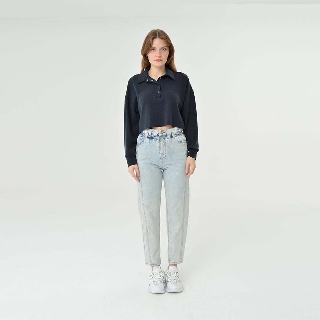 Collar Neck Cropped Modal Sweatshirt 60395