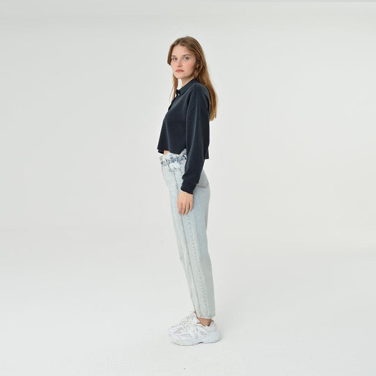Collar Neck Cropped Modal Sweatshirt 60395