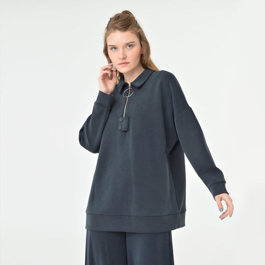 Collar Neck Oversized Modal Sweatshirt 60406
