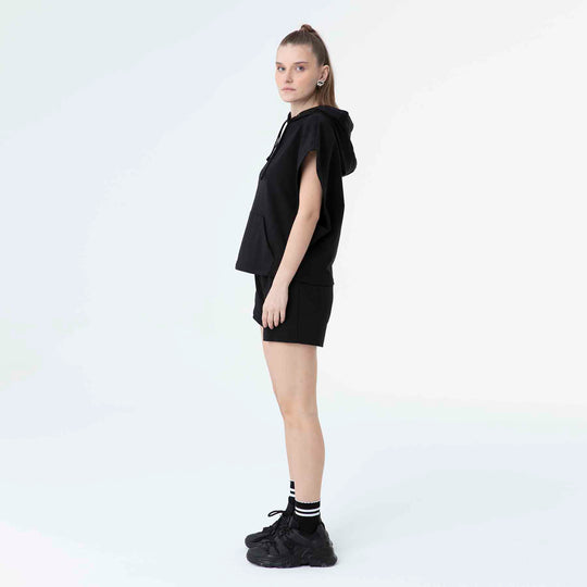 Hooded Low Short Sleeve Sweatshirt 60189