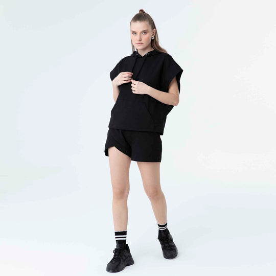 Hooded Low Short Sleeve Sweatshirt 60189