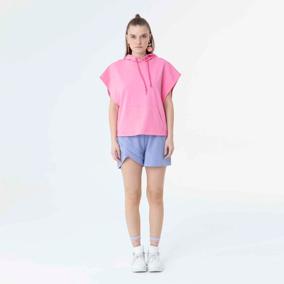 Hooded Low Short Sleeve Sweatshirt 60189