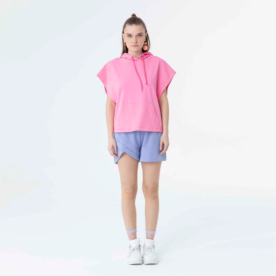 Hooded Low Short Sleeve Sweatshirt 60189
