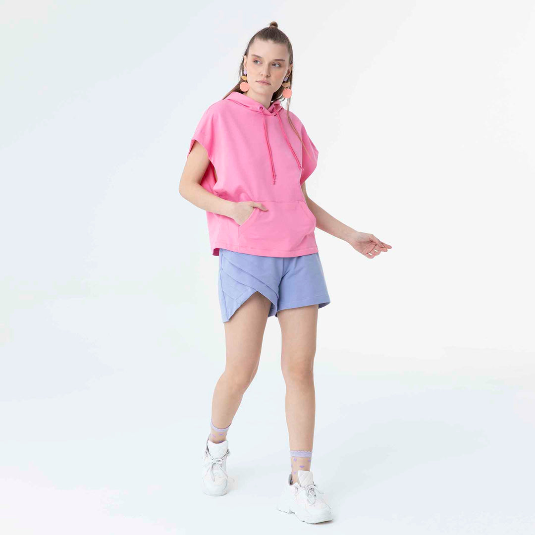 Hooded Low Short Sleeve Sweatshirt 60189