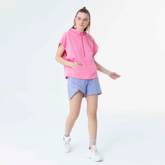 Hooded Low Short Sleeve Sweatshirt 60189