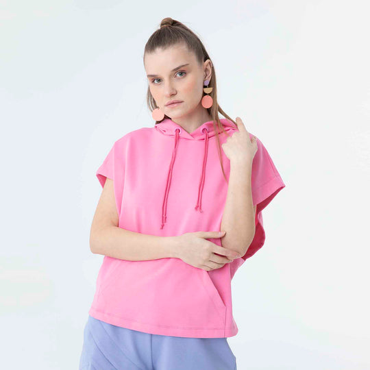 Hooded Low Short Sleeve Sweatshirt 60189