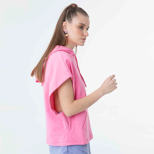 Hooded Low Short Sleeve Sweatshirt 60189