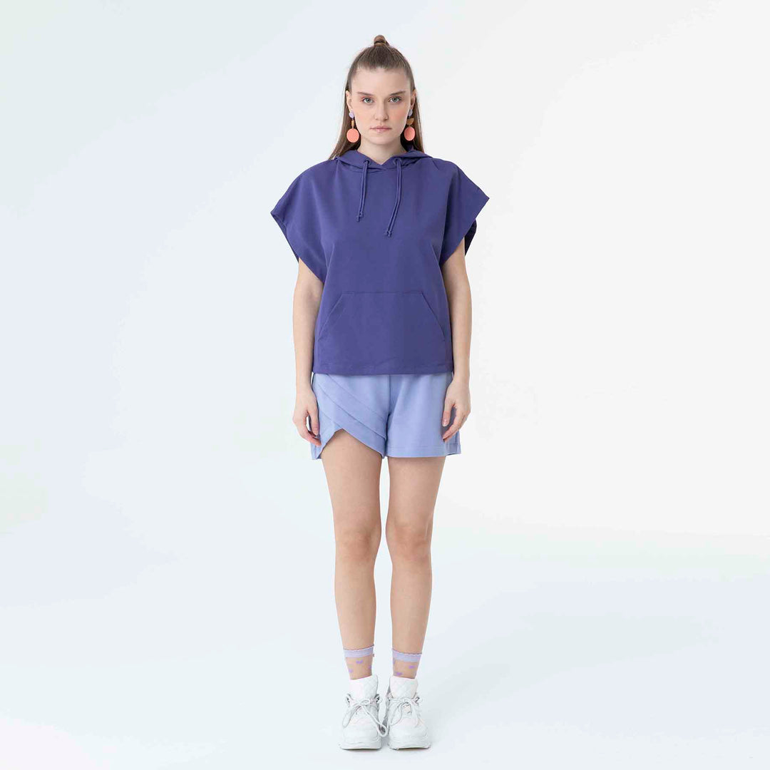 Hooded Low Short Sleeve Sweatshirt 60189