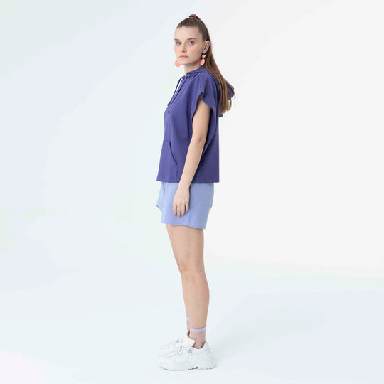 Hooded Low Short Sleeve Sweatshirt 60189