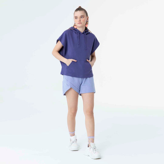 Hooded Low Short Sleeve Sweatshirt 60189