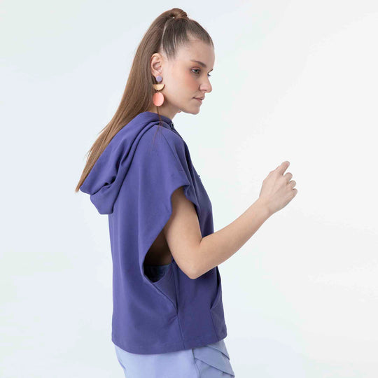 Hooded Low Short Sleeve Sweatshirt 60189