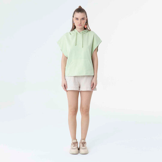 Hooded Low Short Sleeve Sweatshirt 60189