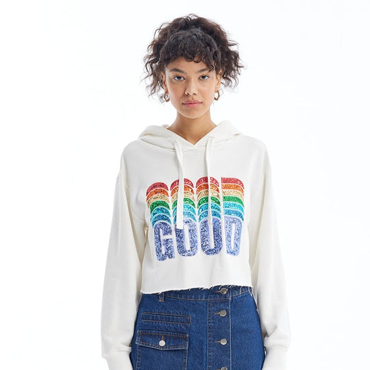 Sequin Embroidered Hooded Sweatshirt 31528