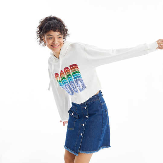 Sequin Embroidered Hooded Sweatshirt 31528