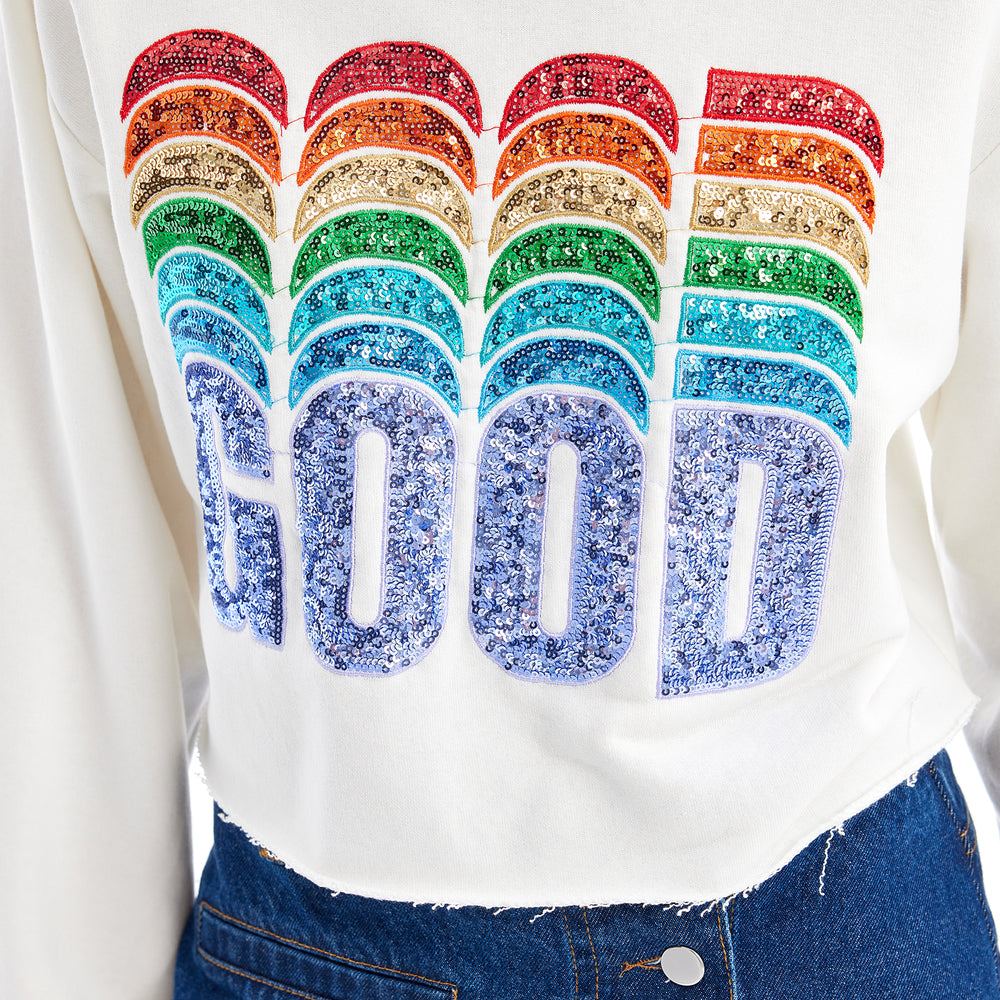 Sequin Embroidered Hooded Sweatshirt 31528