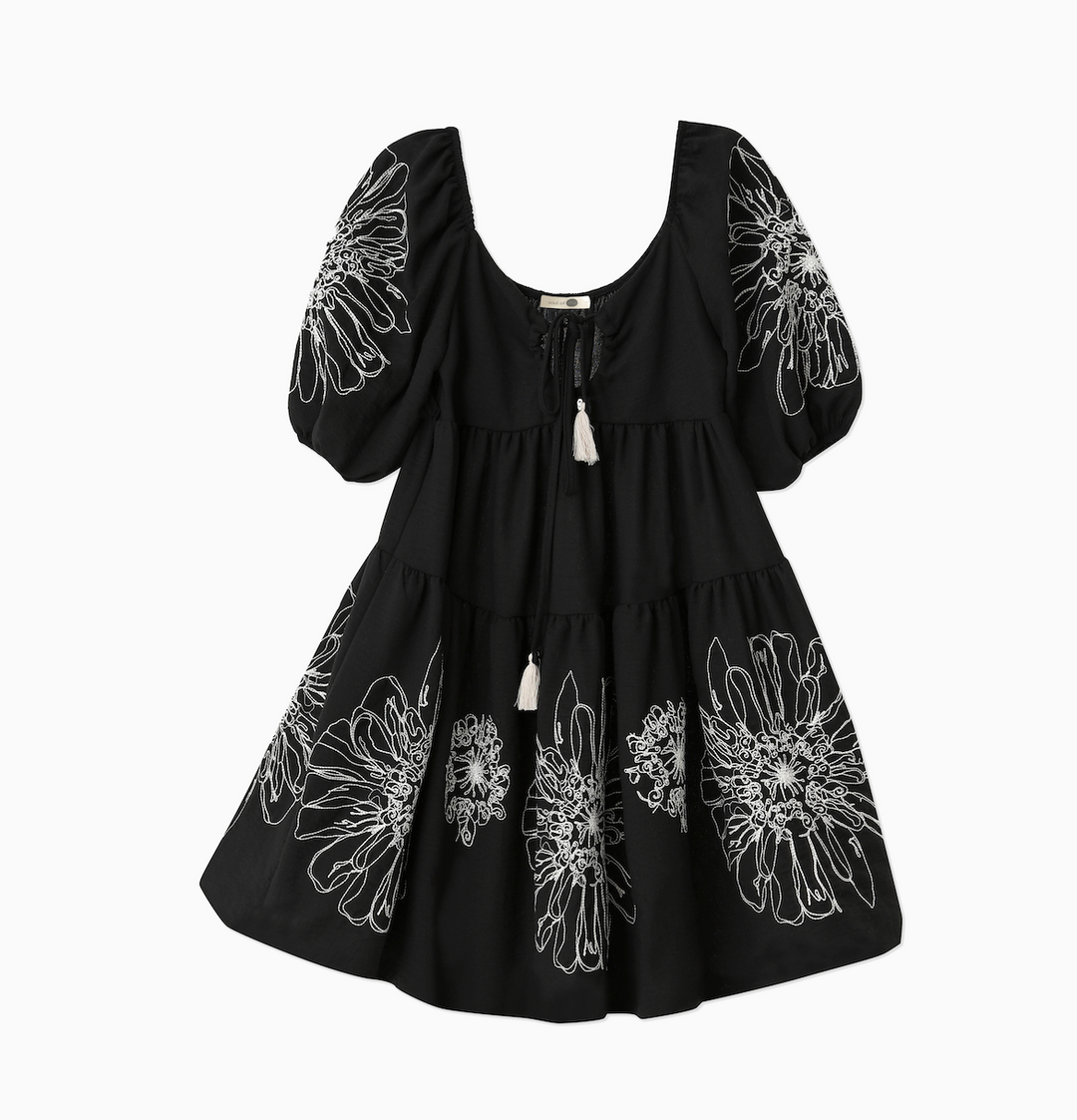 Front Tie Floral Embroidered Woven Dress 31229