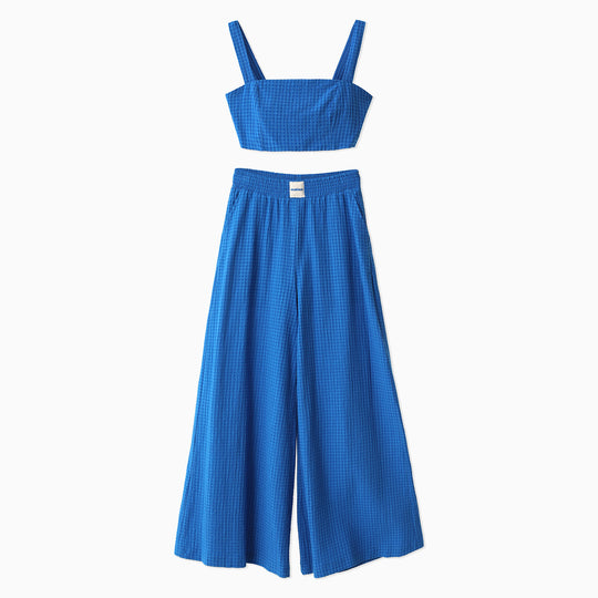 Gipe Detail Strap Crop Top and Palazzo Pants Set 31291