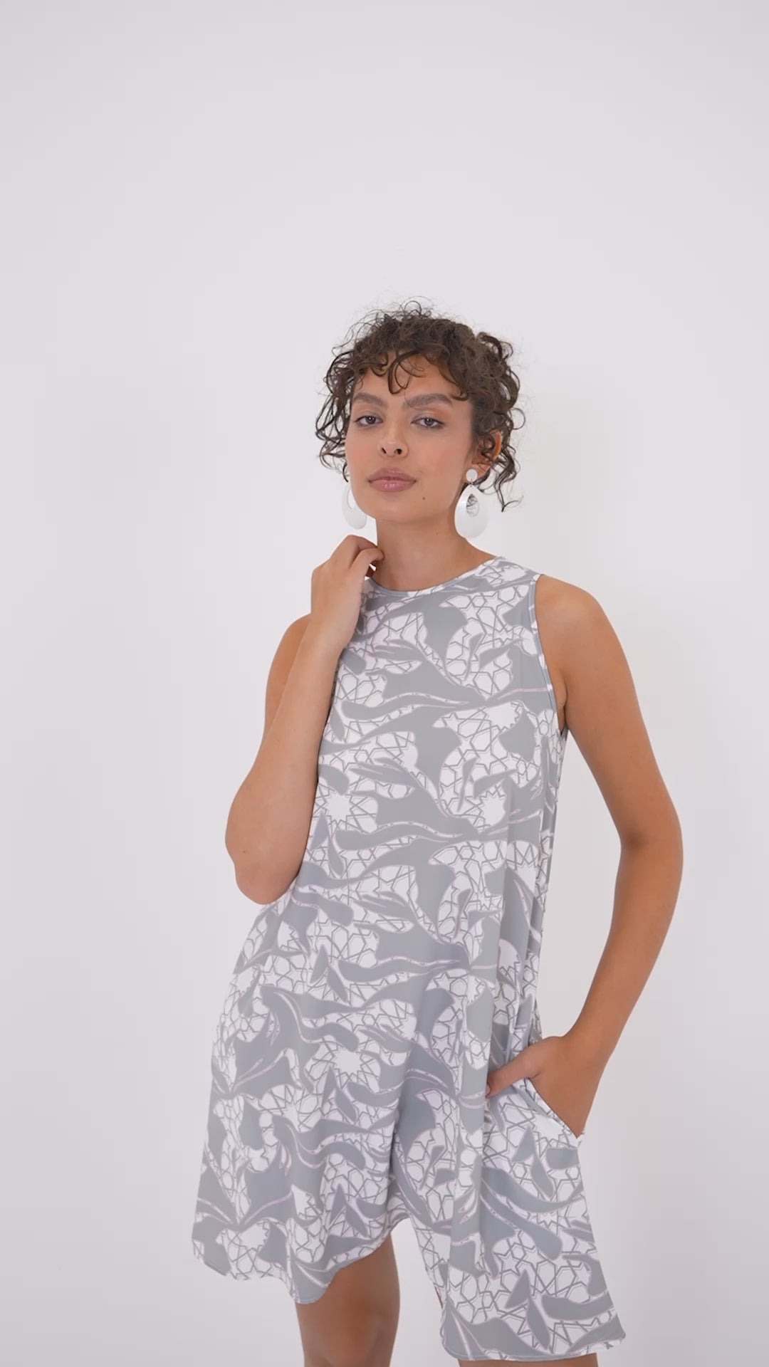 Sleeveless Print Mini Dress 60818