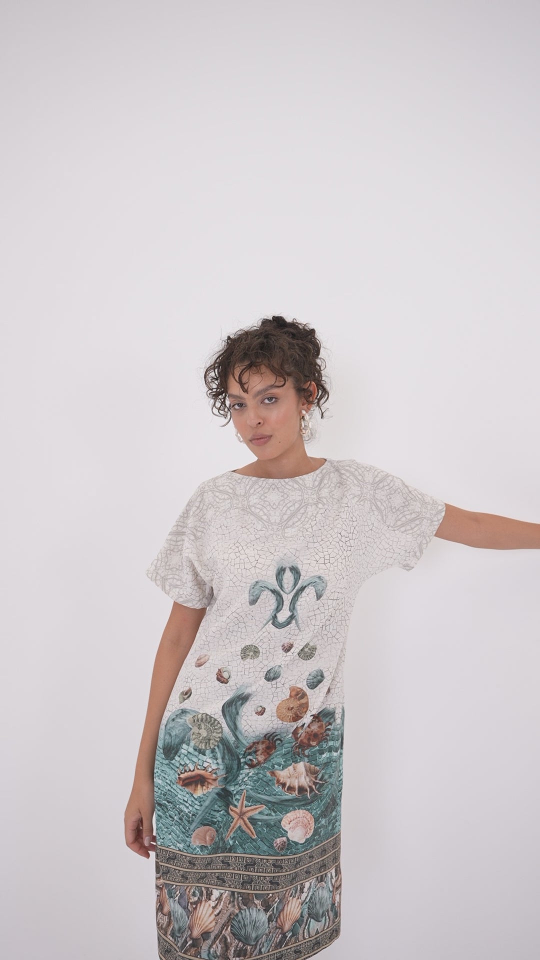 Coastal Print Casual Midi Dress 60871
