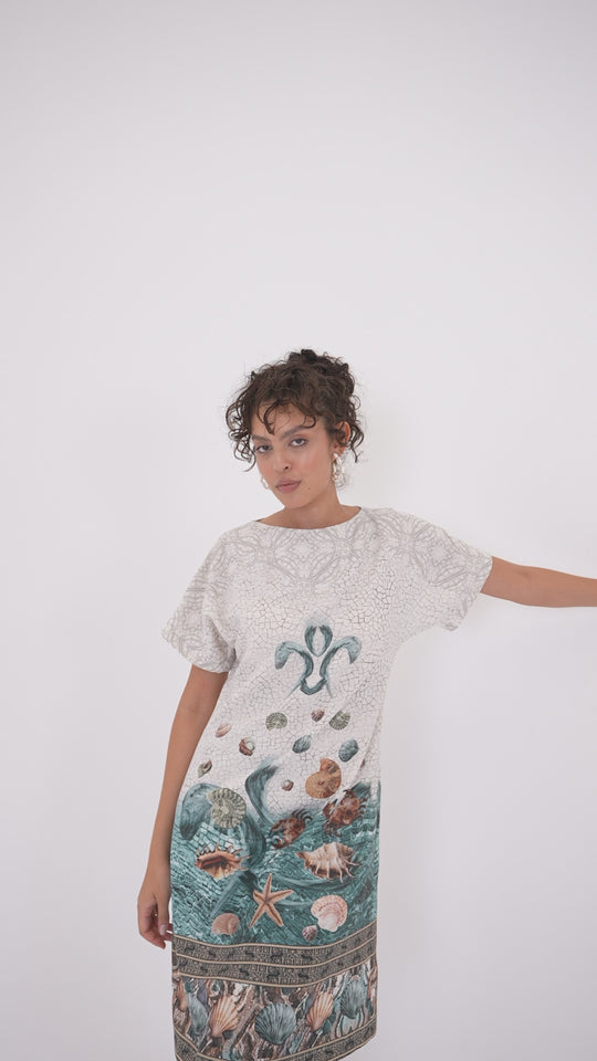 Coastal Print Casual Midi Dress 60871