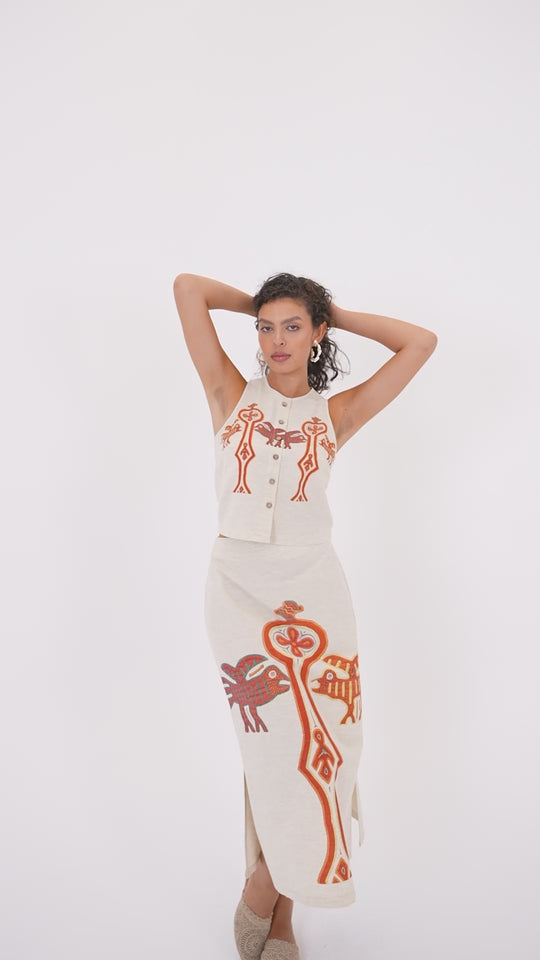 Tribal Print Button Up Vest 60844