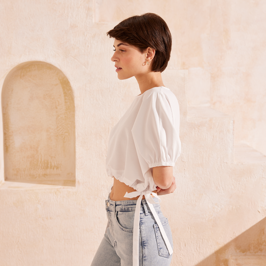 Short Sleeve Shirt With Shrinkable Waist 31349
