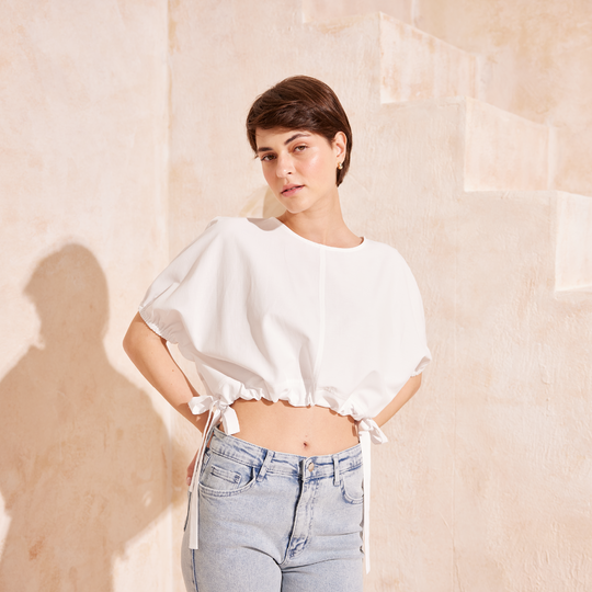 Short Sleeve Shirt With Shrinkable Waist 31349