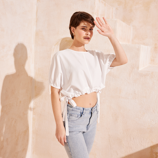 Short Sleeve Shirt With Shrinkable Waist 31349