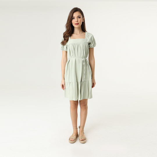 Tie Front Midi Tiered Dress 31150