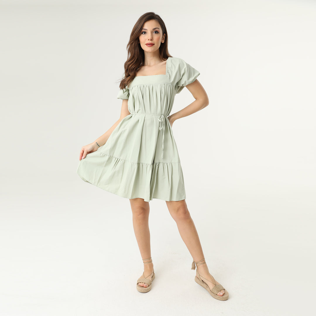 Tie Front Midi Tiered Dress 31150