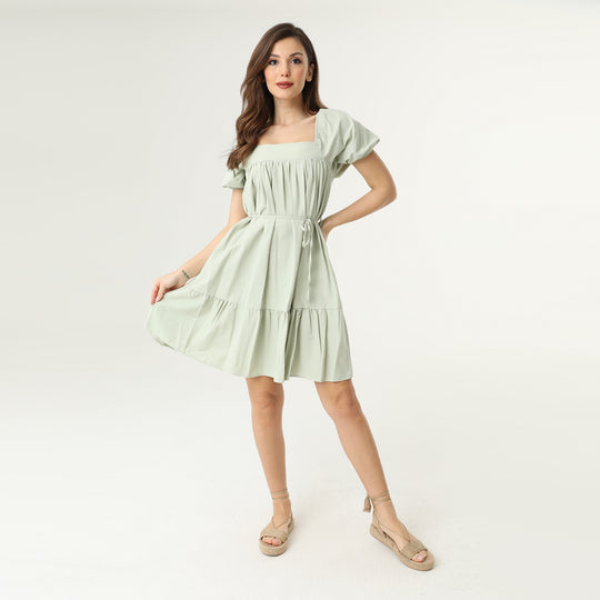 Tie Front Midi Tiered Dress 31150