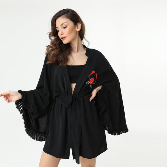 Embroidery Oversized Kimono Jacket 31238