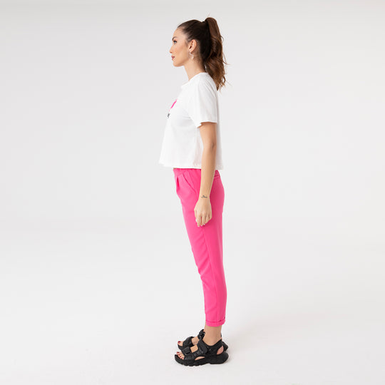 High Waisted Elastic Tapered Trousers 31122