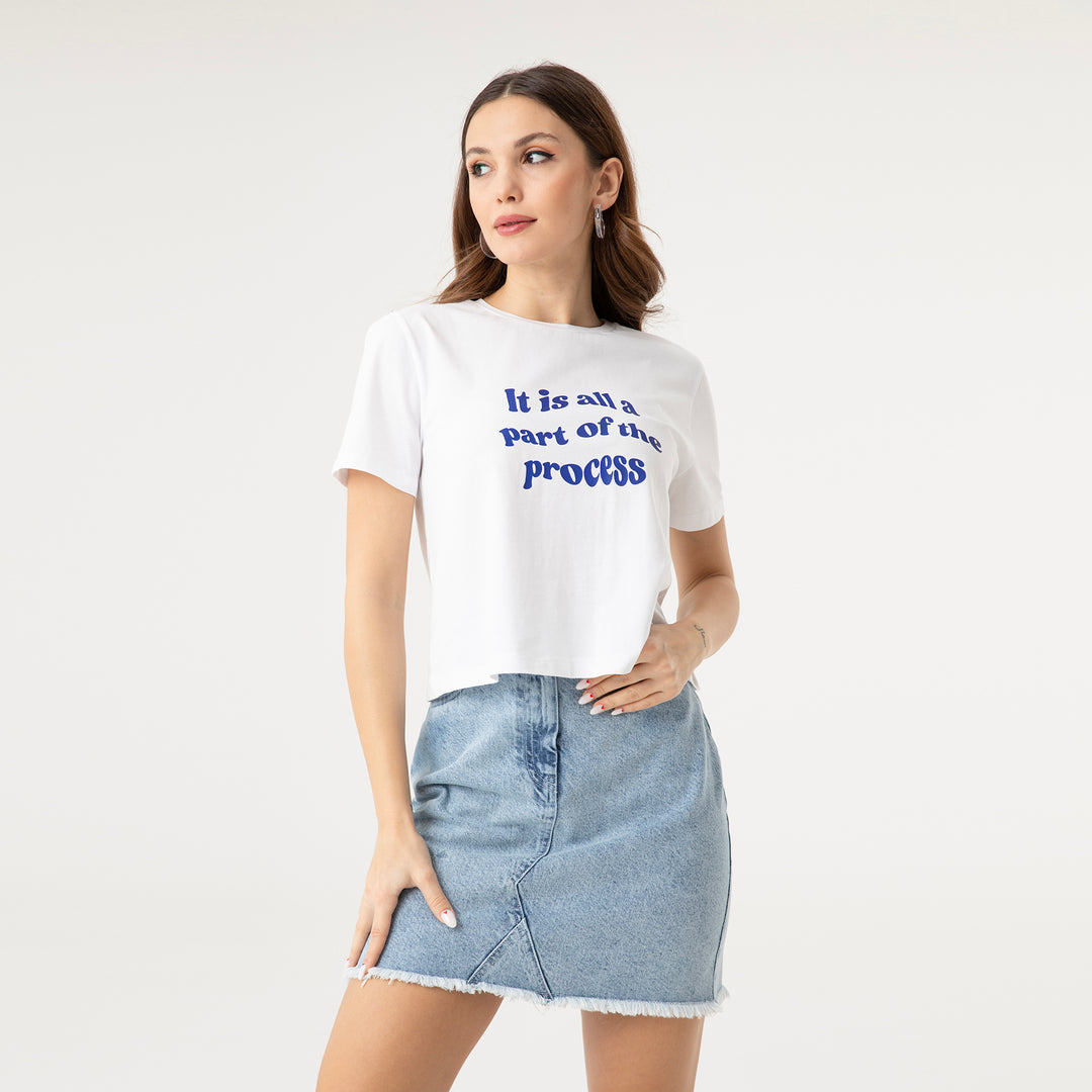Text Printed T-Shirt in Cotton 31270