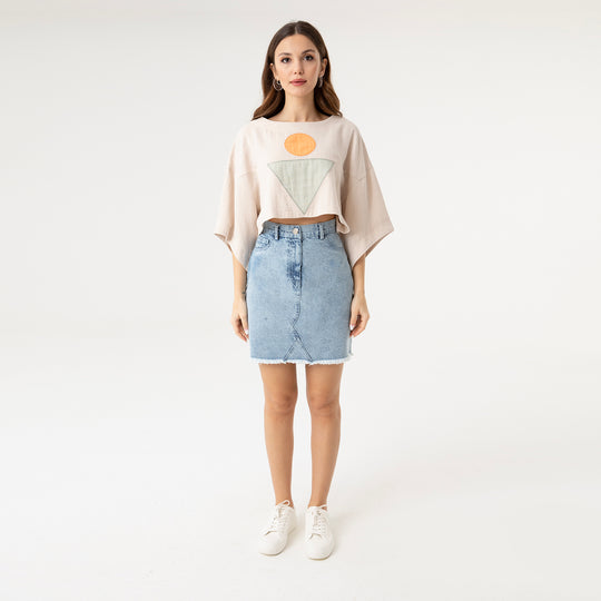 Embroidery Cotton Crop Blouse 31257